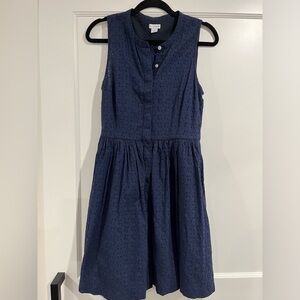 J Crew Factory Navy Eyelet Button Up Dress, Size 6